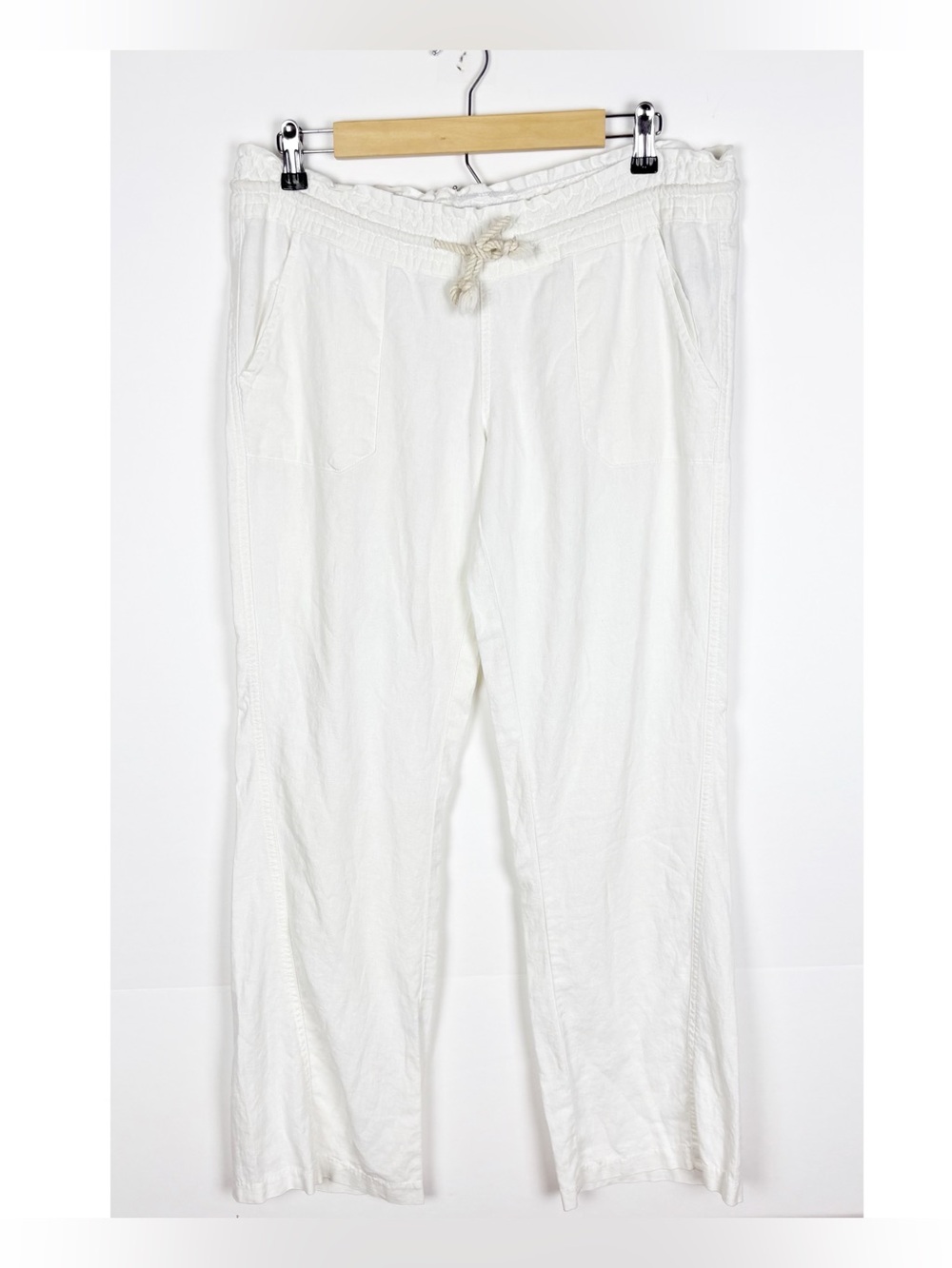 Roxy Pants Linen Blend White Wide Leg Size Medium Beach Summer Resortwear - Picture 5 of 5